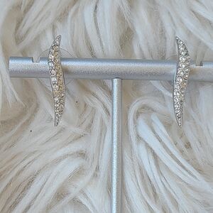 Elegant Swarovski Silver Crystal Stud Earrings- Good Condition